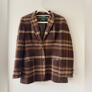 Vintage 90s Lauren Ralph Lauren plaid lambswool Blazer